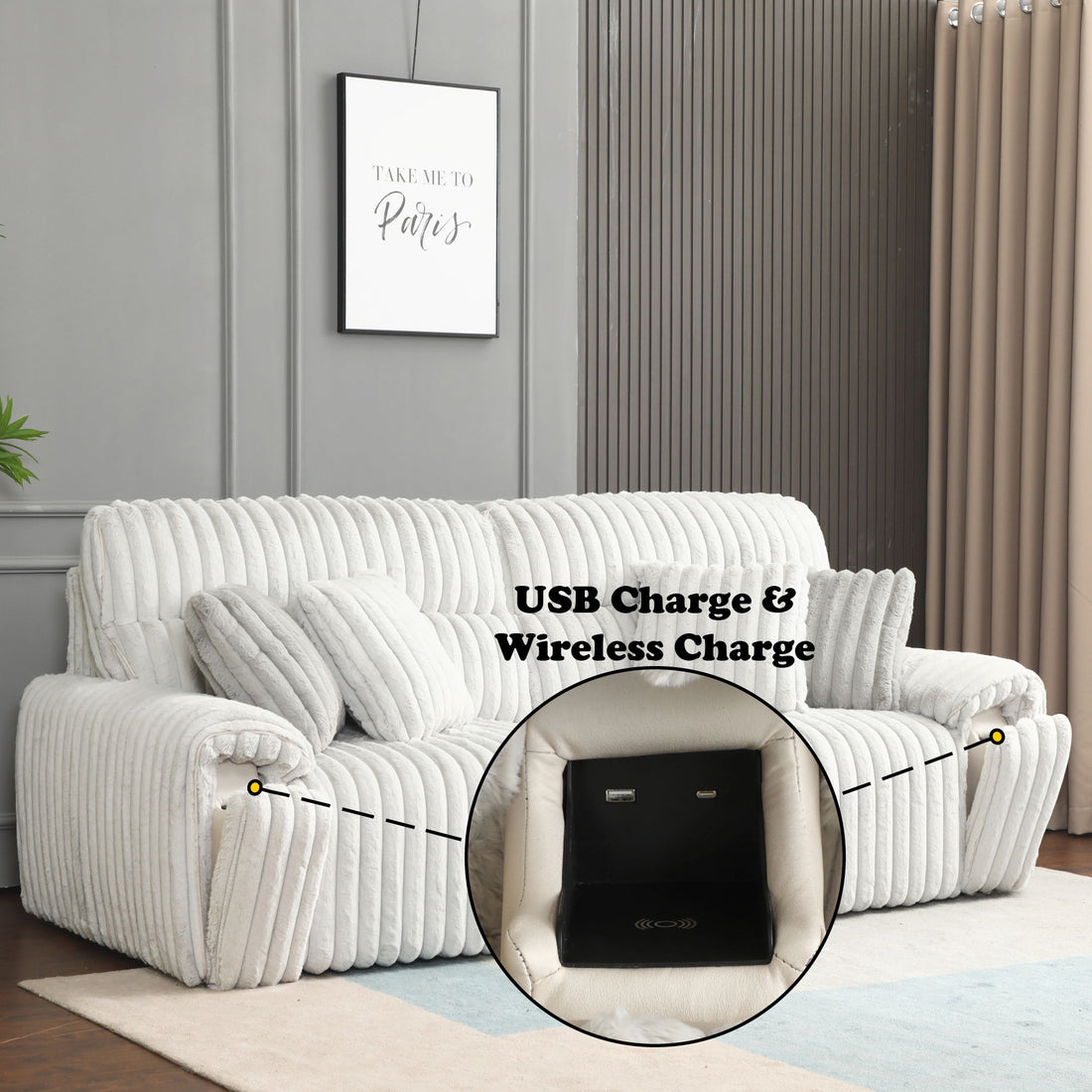 Jaya - Power Motion Sofa With Sleeper &amp; USB Port - Mondo Gray