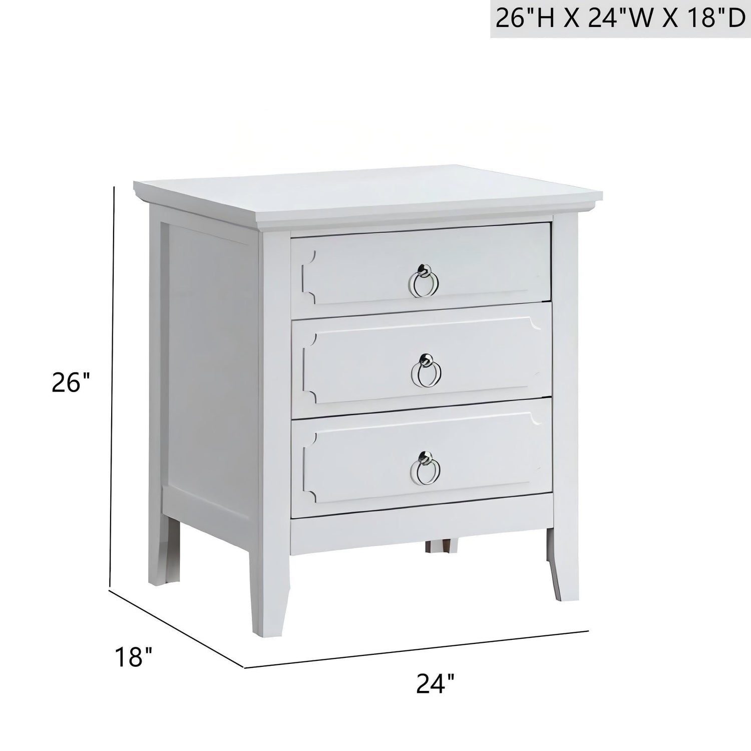 Hammond - 3 Drawer Nightstand - White