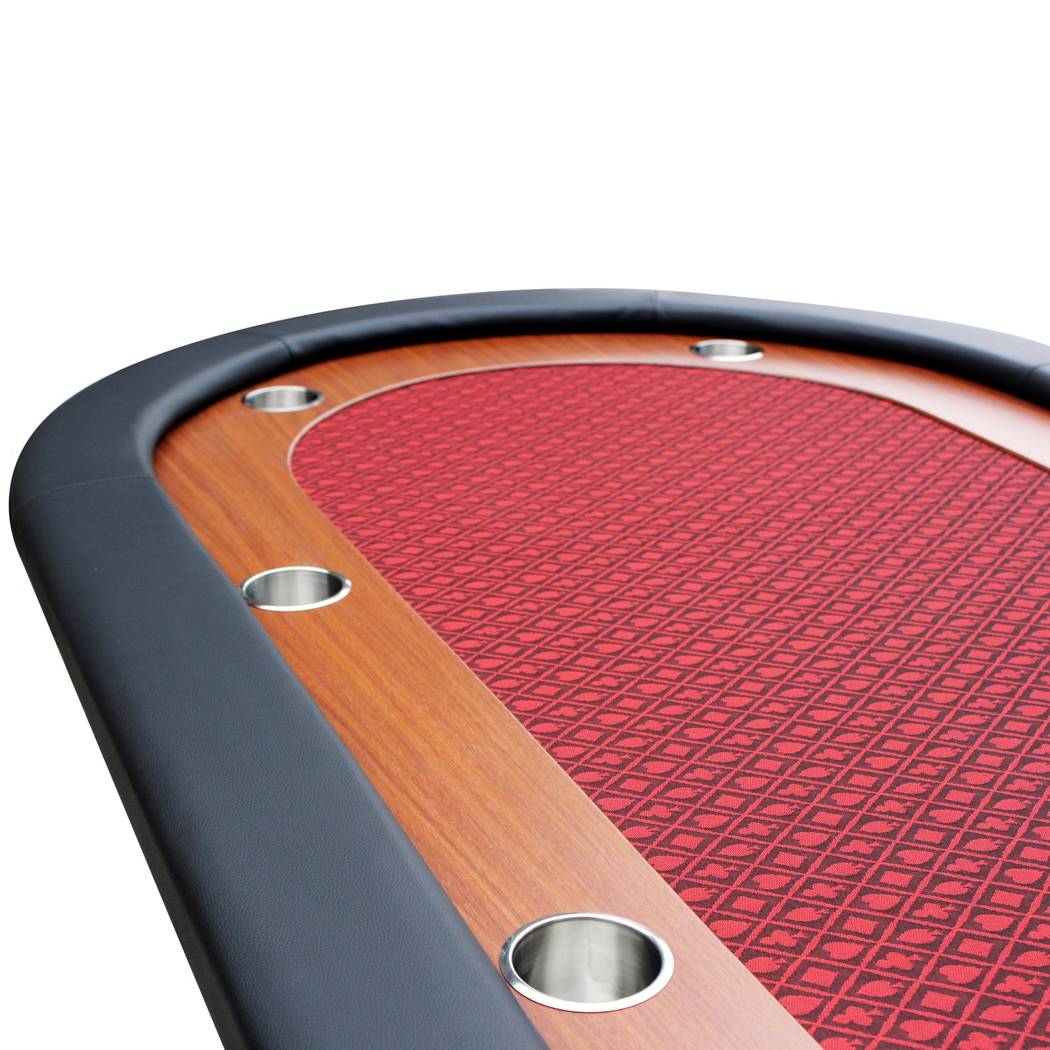 96&quot; 10 Poker Table for 10 Players Casino Games with Speed Cloth Felt Pedestal Base Cup Holders Red