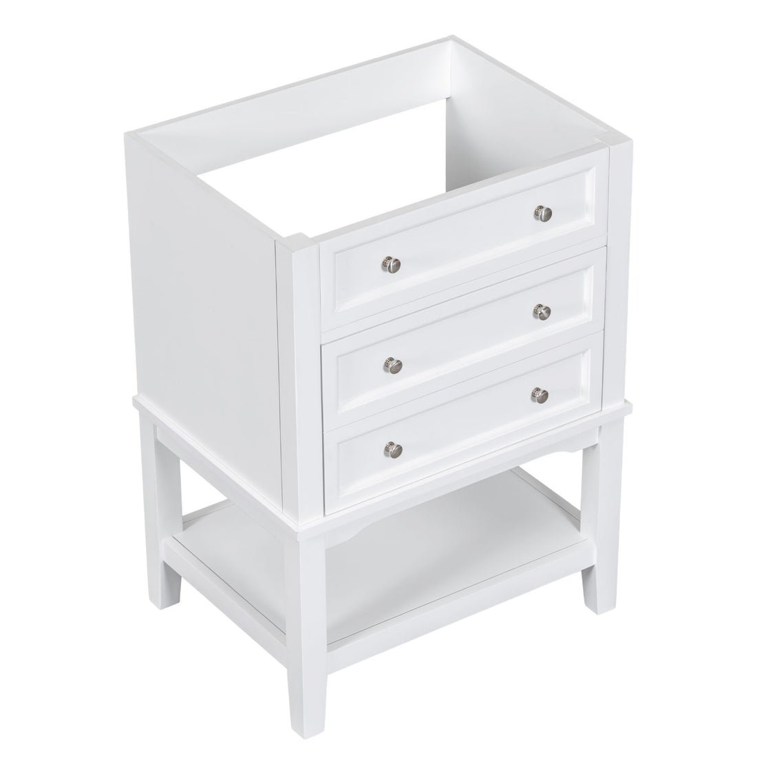 24&quot; Bathroom Vanity Without Sink, Base Only, Storage Cabinet With Drawer And Open Shelf - White
