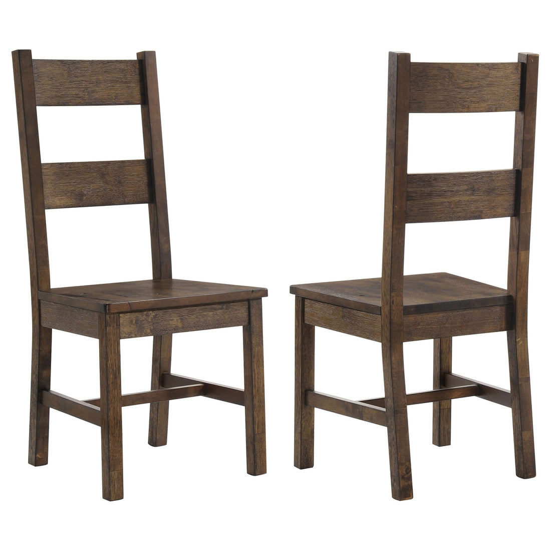 Ladder Back Dining Chairs With Straight Seat (Set of 2) - Brown