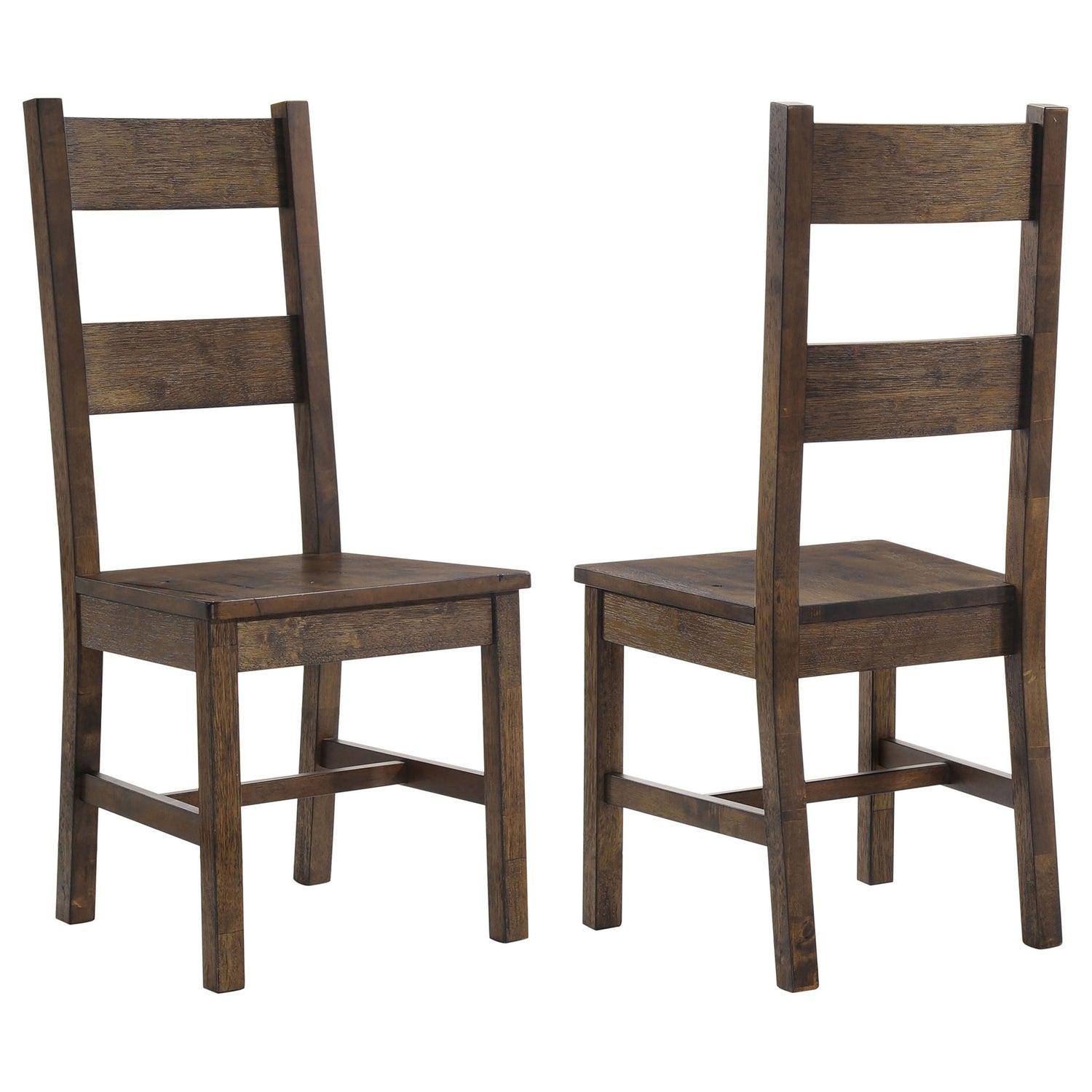 Ladder Back Dining Chairs With Straight Seat (Set of 2) - Brown