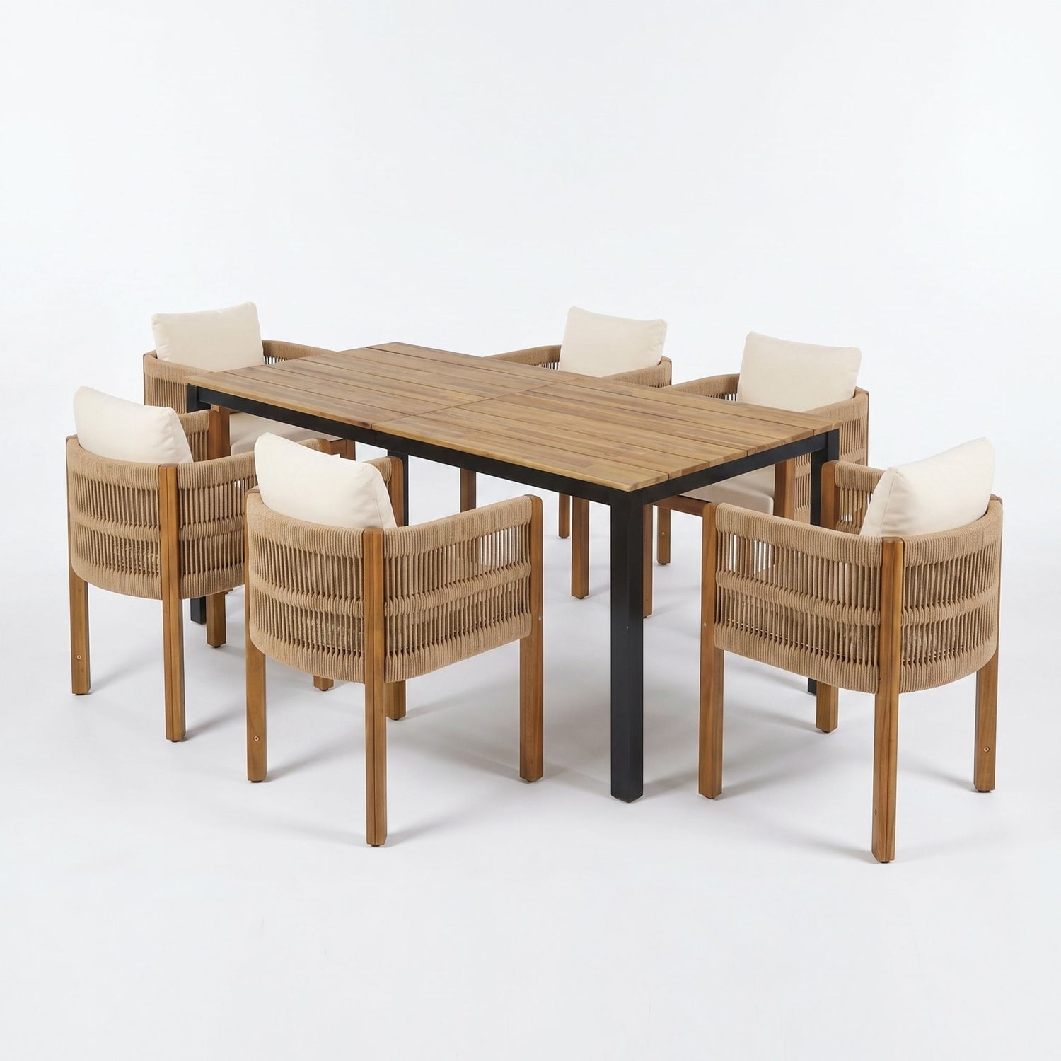 Outdoor Dining Set &amp; Table And Rope Chairs