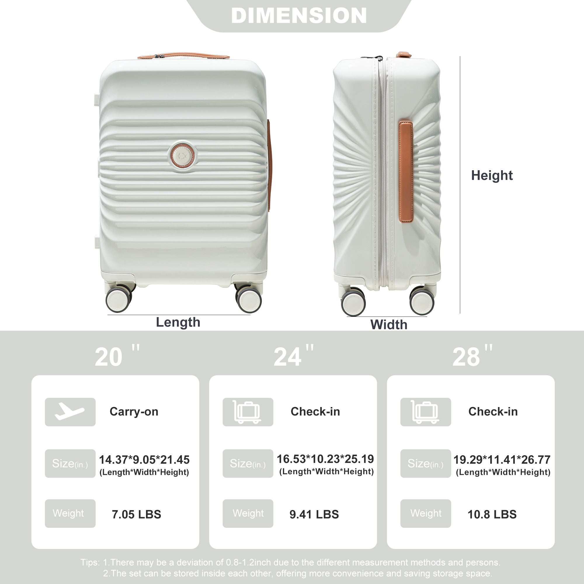 20&quot; Carry On Luggage Lightweight Suitcase Tsa Lock, USB Port, Spinner Wheels