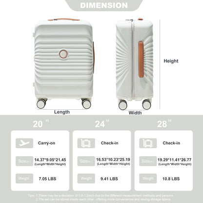 20&quot; Carry On Luggage Lightweight Suitcase Tsa Lock, USB Port, Spinner Wheels
