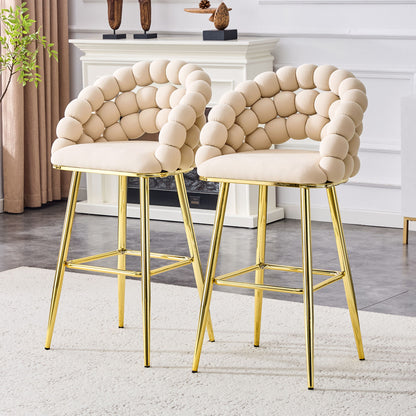 Bubble, Ball Chain Tufted Bar Chairs For Kitchen Island &amp; Home Bar (Set of 2)