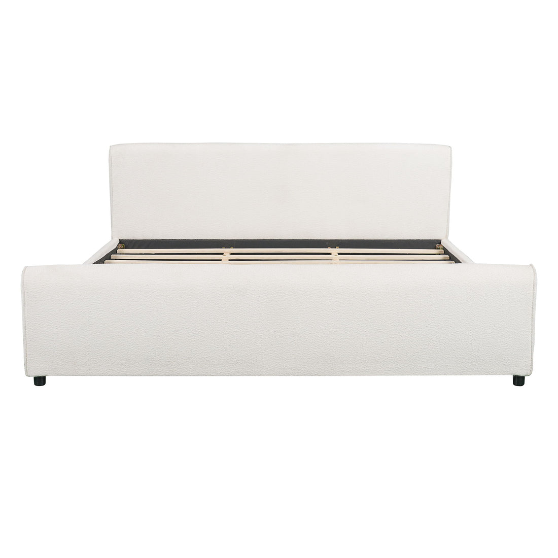 Luxury Upholstered Bed Frame With Curved Headboard &amp; Footboard