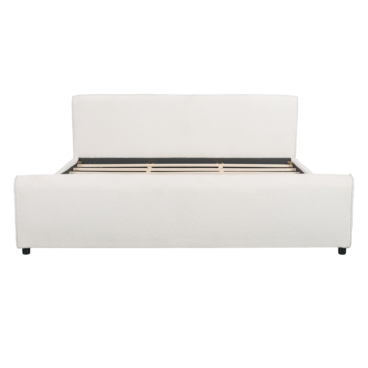 Luxury Upholstered Bed Frame With Curved Headboard &amp; Footboard