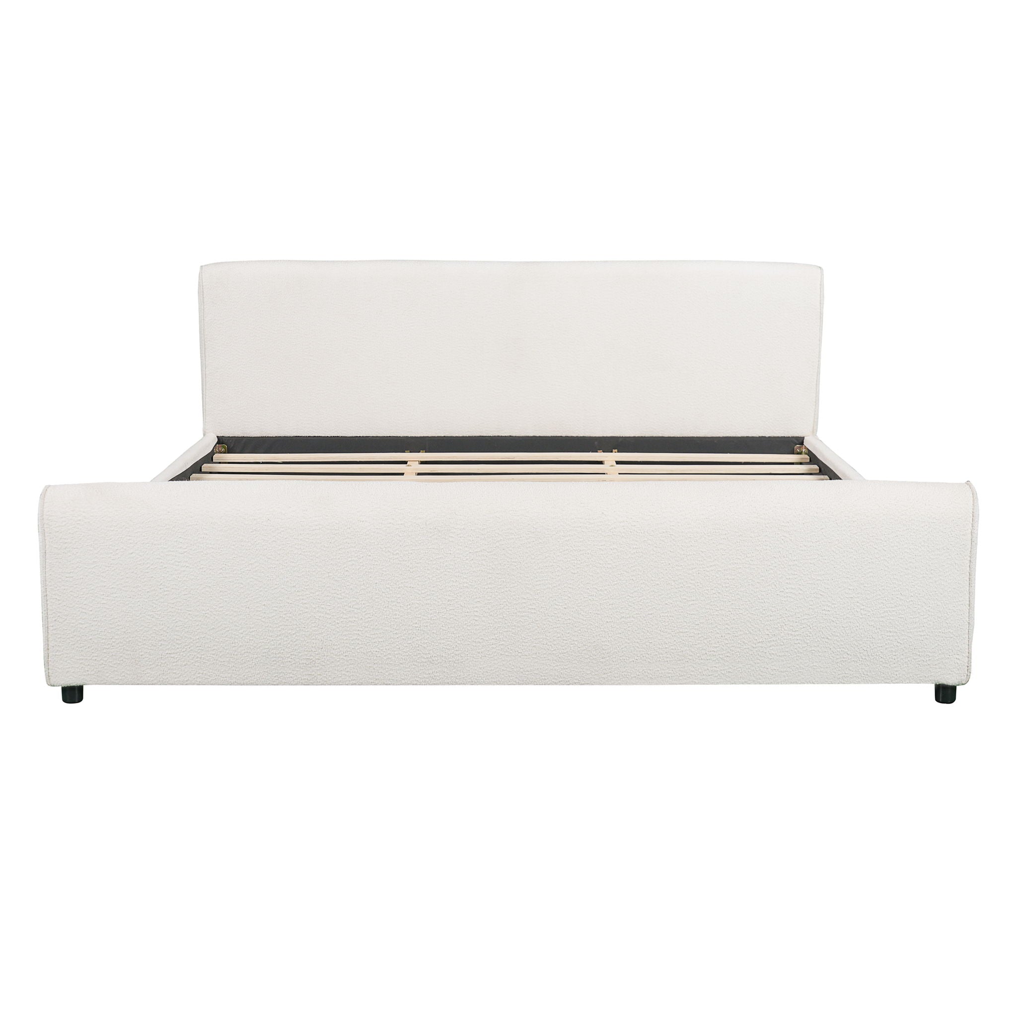 Luxury Upholstered Bed Frame With Curved Headboard &amp; Footboard