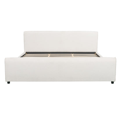 Luxury Upholstered Bed Frame With Curved Headboard &amp; Footboard