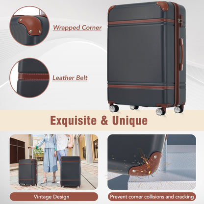 Hardshell Luggage Sets 3 Pieces 20&quot; / 24&quot; Luggages And Cosmetic Case Spinner Suitcase With Tsa Lock Lightweight