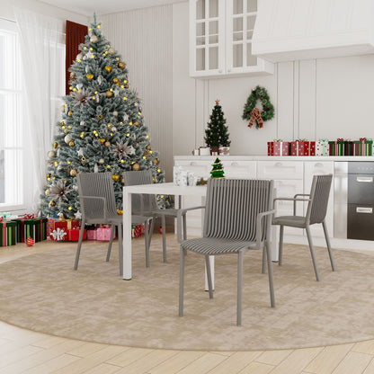 4 Modern Stackable Armchair Matched With Long Table