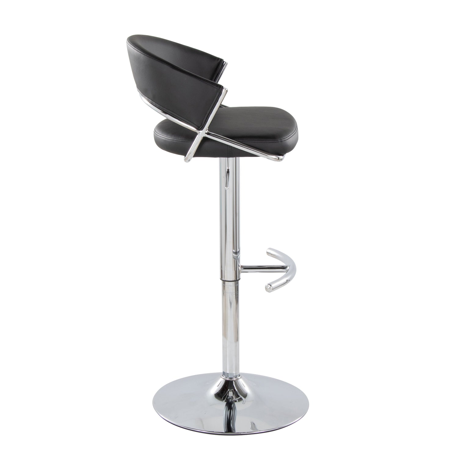 Jie - Contemporary Adjustable Barstool With Swivel &amp; Rounded T Footrest (Set of 2)