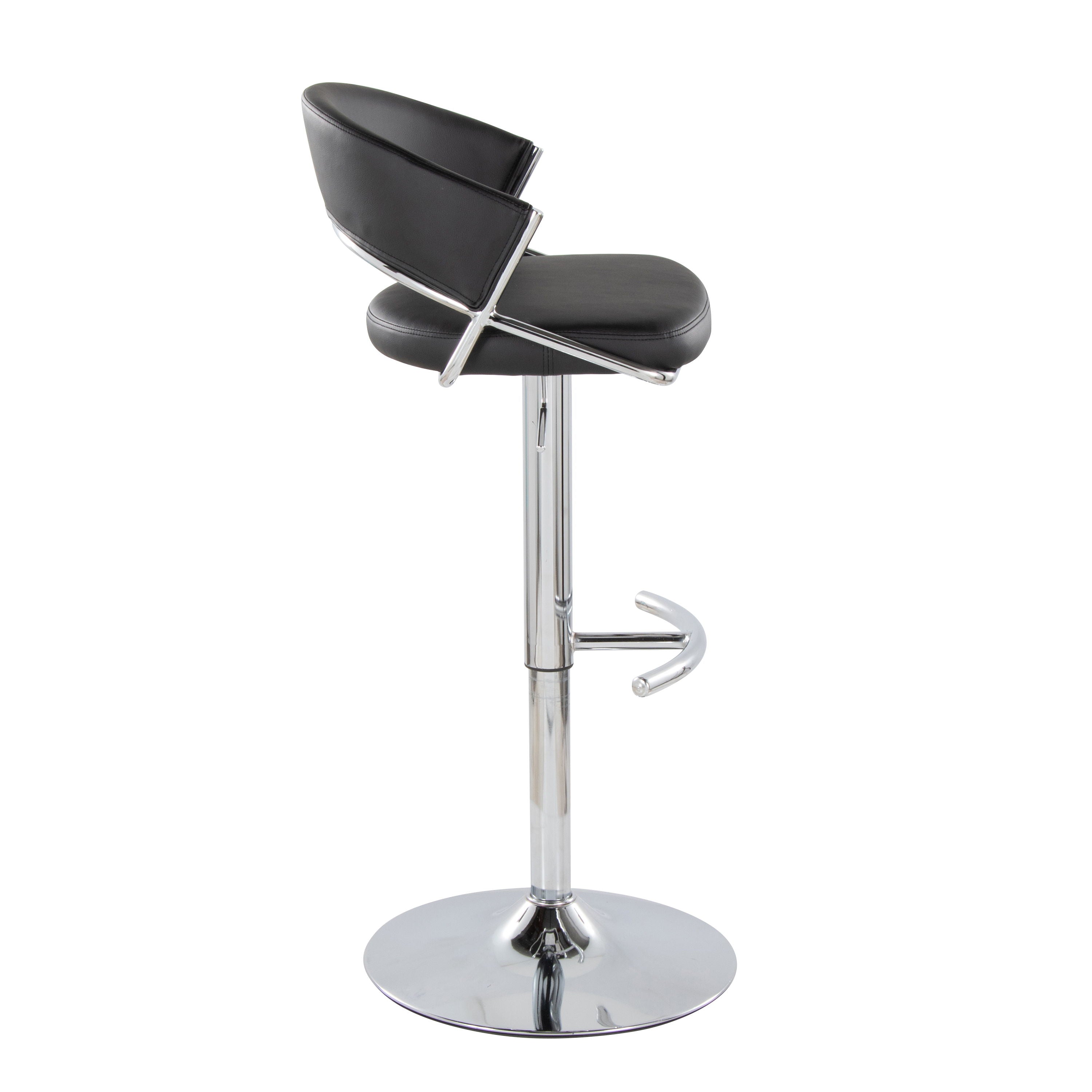 Jie - Contemporary Adjustable Barstool With Swivel &amp; Rounded T Footrest (Set of 2)