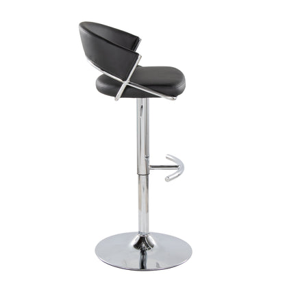 Jie - Contemporary Adjustable Barstool With Swivel &amp; Rounded T Footrest (Set of 2)