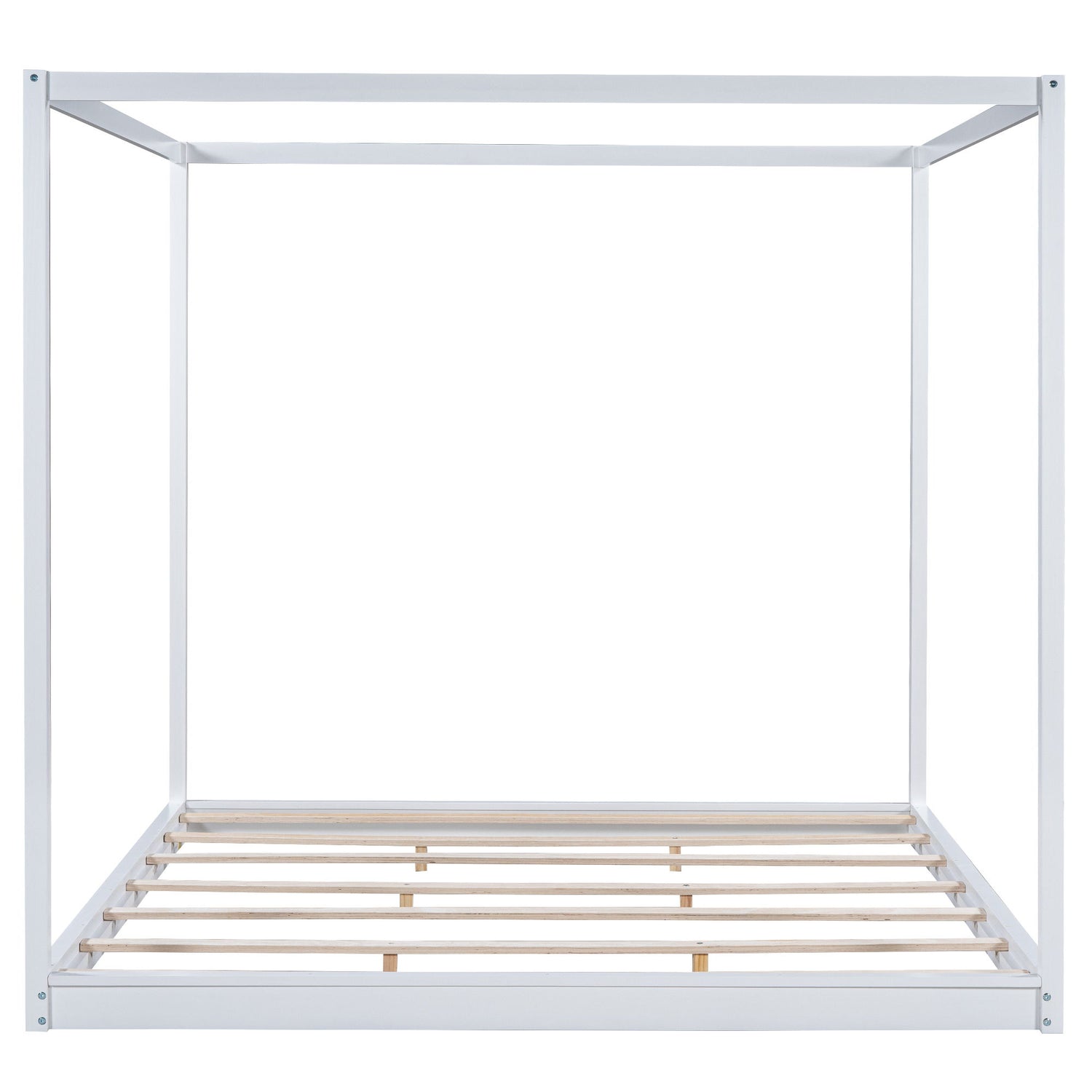 Wood Canopy Platform Bed With Support Legs And Airflow Slats