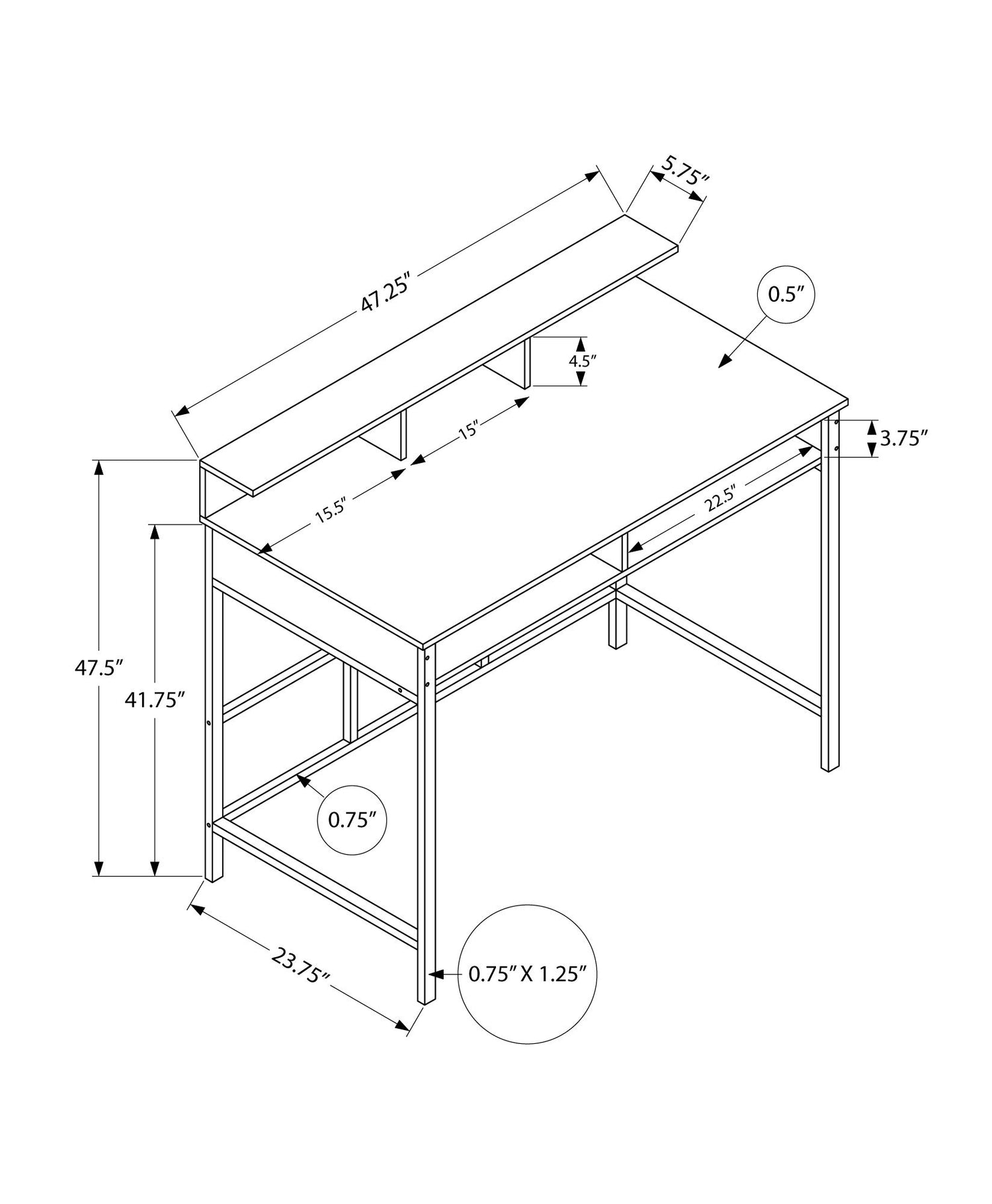 Computer Desk For Home Office, Standing, Storage Shelves, Laptop, Contemporary &amp; Modern