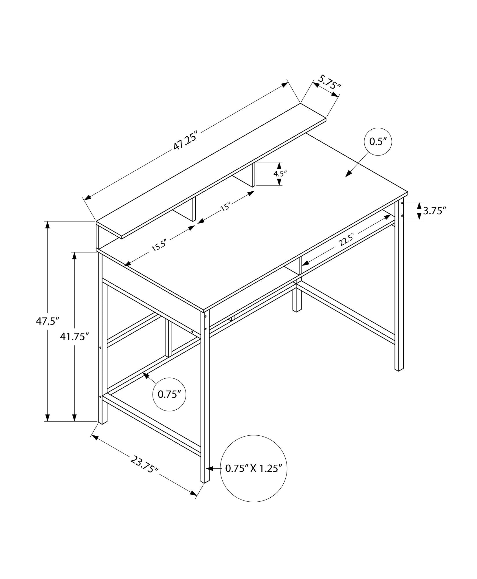 Computer Desk For Home Office, Standing, Storage Shelves, Laptop, Contemporary &amp; Modern