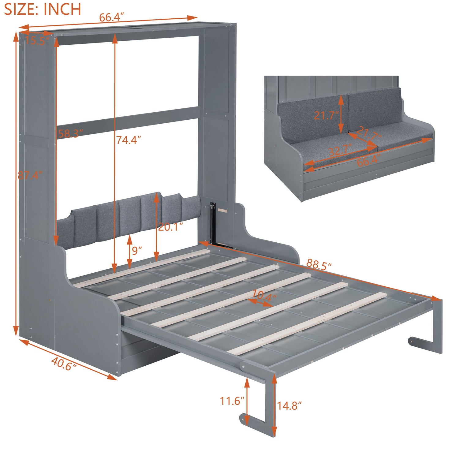 Murphy Wall Bed With Cushion, Space Saving Design, And Construction