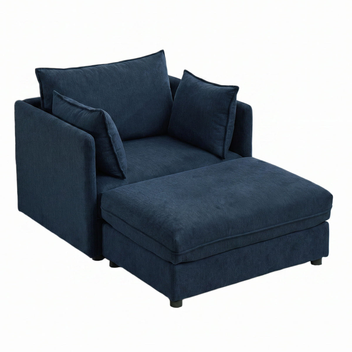 Oversized Deep Seat Accent Chair With Matching Storage Ottoman &amp; Throw Pillows
