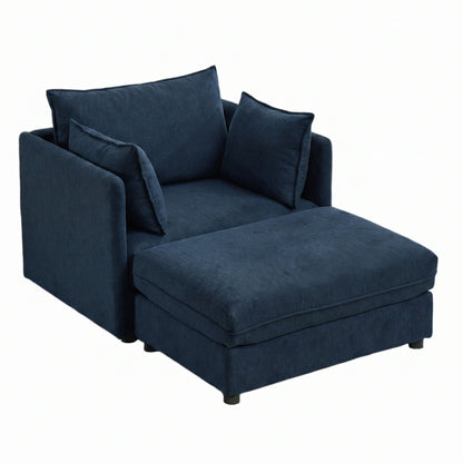 Oversized Deep Seat Accent Chair With Matching Storage Ottoman &amp; Throw Pillows