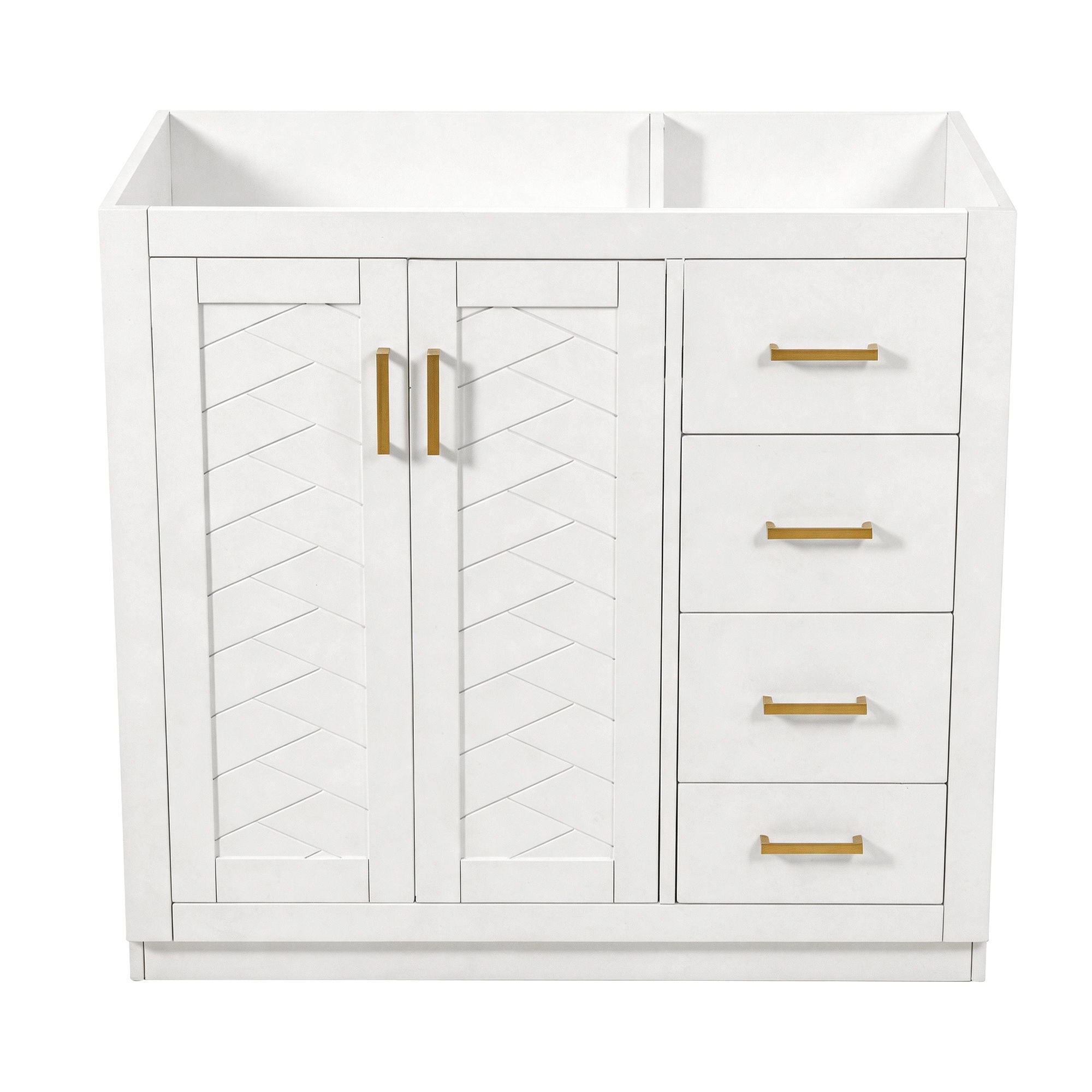 Retro Style Bathroom Vanity, 3 Drawers &amp; Soft Closing Doors