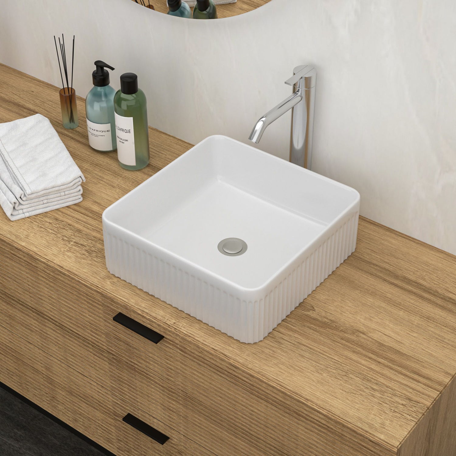 Modern Ceramic Rectangular Vessel Bathroom Sink