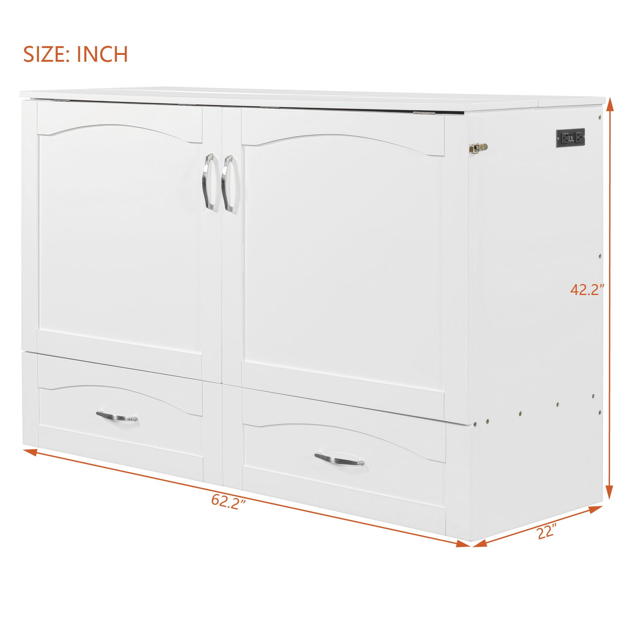 Murphy Bed With Drawer And A Set Of Sockets &amp; USB Ports, Pulley Structure Design