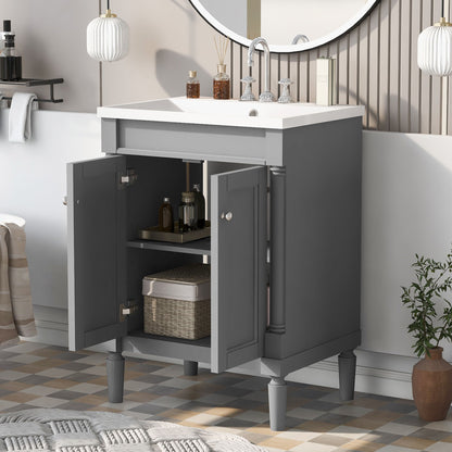 Bathroom Vanity With Top Sink, 2-Tier Modern Bathroom Storage Cabinet