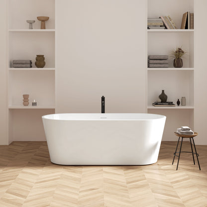 Freestanding Bathtub, Modern &amp; Contemporary Design Soaking Tub With Brushed Nickel Pop-Up Drain And Minimalist Design Overflow