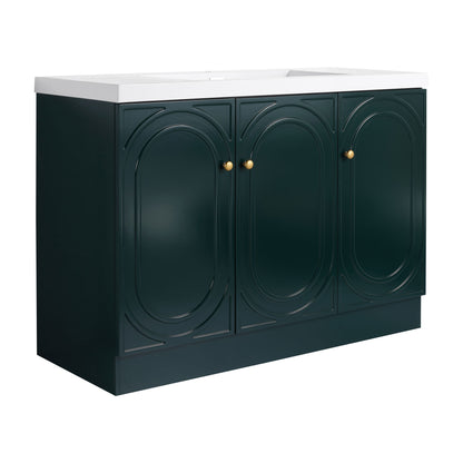 Contemporary Freestanding Bathroom Vanity With Resin Sink &amp; Soft-Close Cabinet Doors