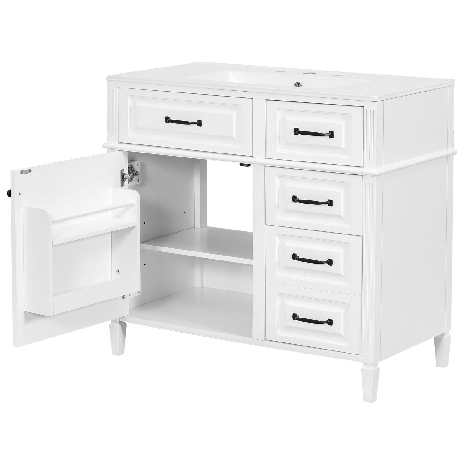 Modern Bathroom Vanity With Sink Top, Flip Drawer Design