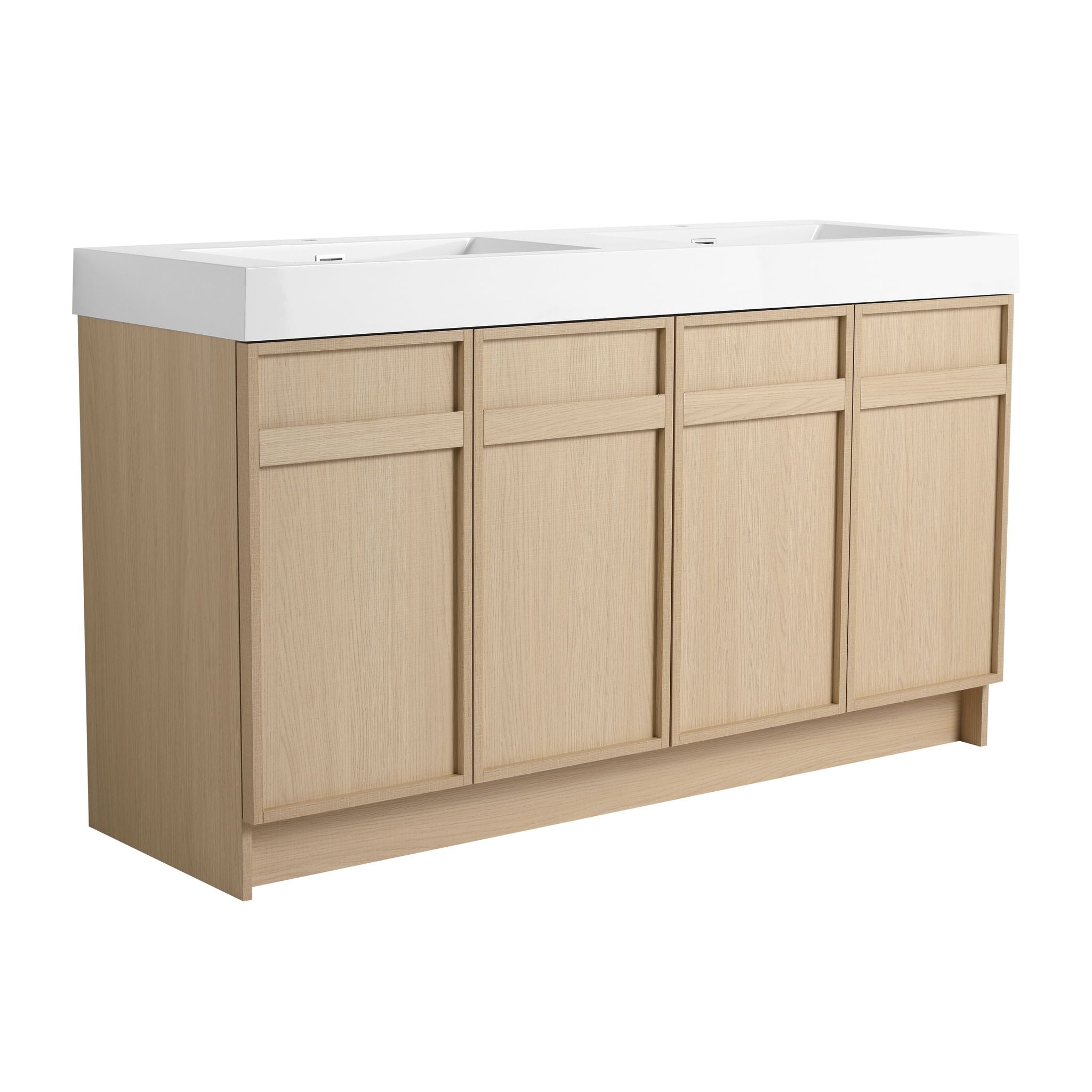 Freestanding Bathroom Vanity With Resin Sink &amp; Soft Close Cabinet Doors