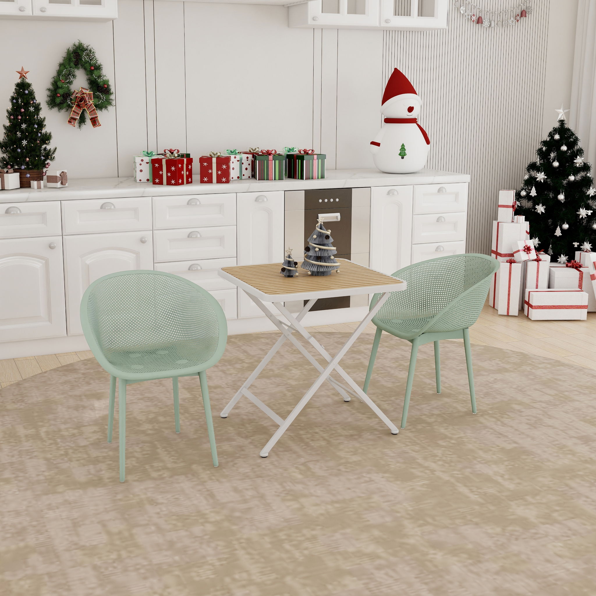 2 Pack Lounge Chair Set &amp; Folding Square Table