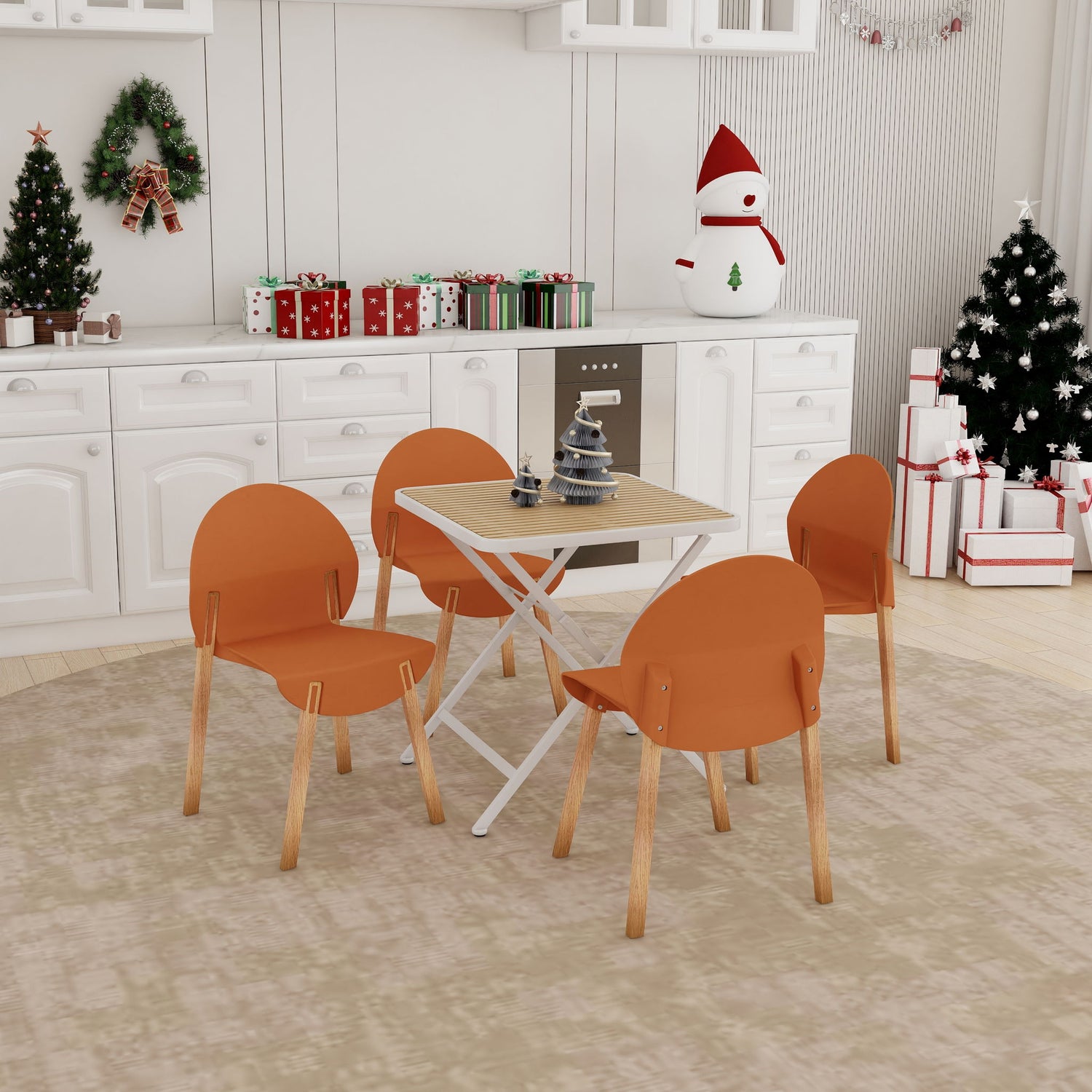 4 Piece Set Of Single Chairs With A Folding Square Table