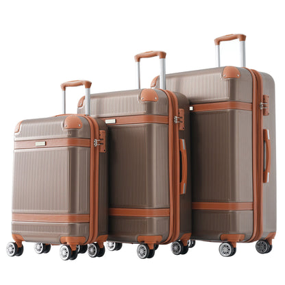 Hardshell Luggage Sets 3 Piece Double Spinner 8 Wheels Suitcase With Tsa Lock Lightweight 20&