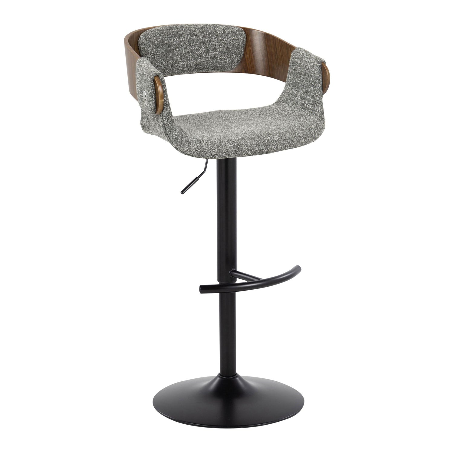 Elisa - Mid Century Modern Adjustable Barstool With Swivel &amp; Rounded T Footrest (Set of 2)