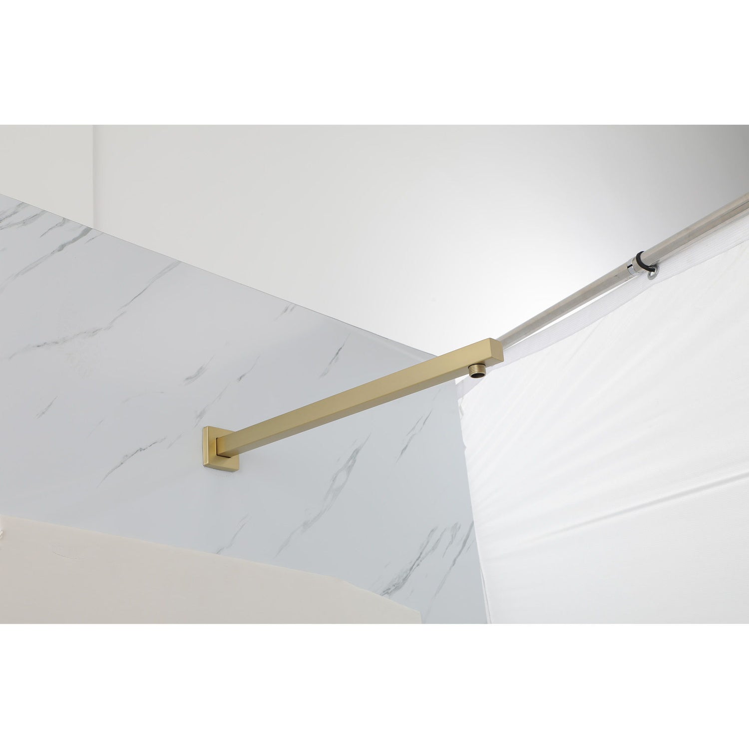 Wall Mounted Shower Arm With Flange, 16&quot; Stainless Steel For Rain Shower Heads - Gold