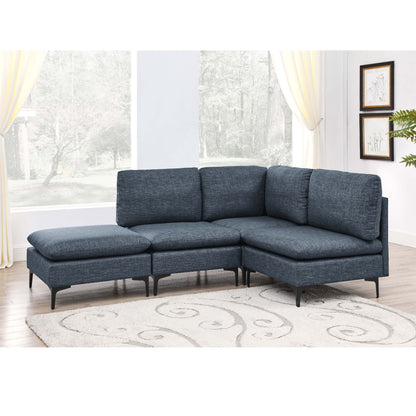 Upholstered Modular Sectional With Tall Legs, Medium Firm Seat