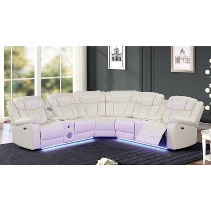 Challenger - Recliner Sectional Sofa, Built In USB, C Ports &amp; Bluetooth