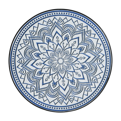 Outdoor Round Side Table With Mosaic Style Top And Curved Iron Legs