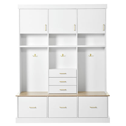 Entryway Hall Tree With Bench And Storage, 5 In 1 Coat Rack