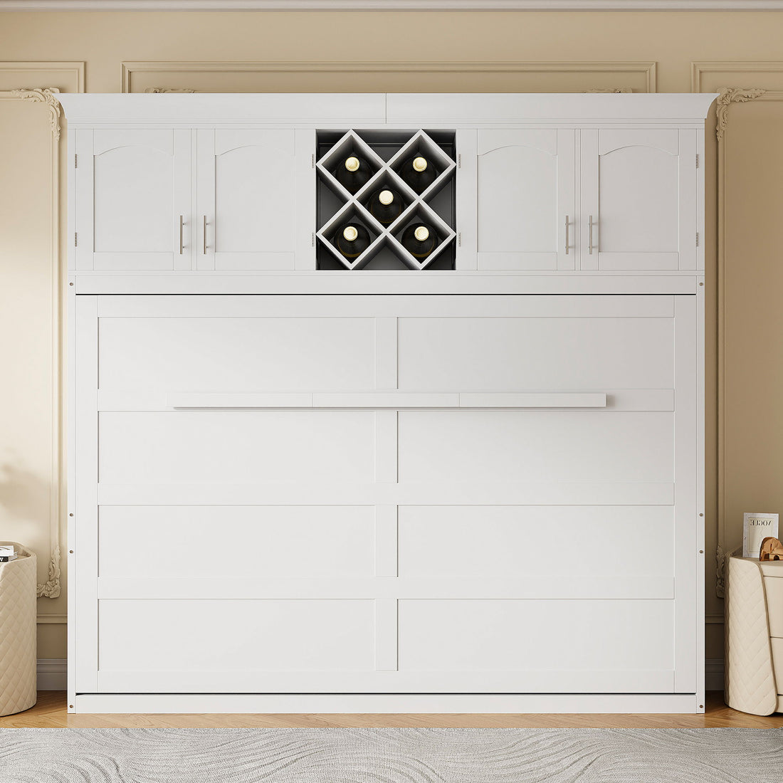 Murphy Wall Bed With Top Cabinets &amp; Wine Rack