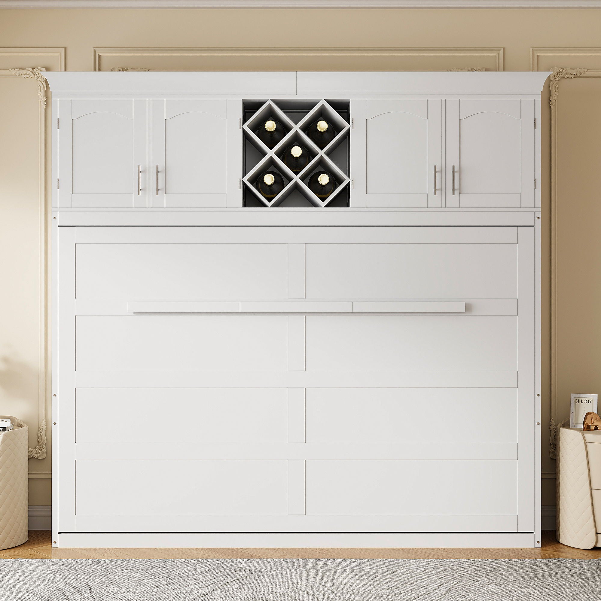 Murphy Wall Bed With Top Cabinets &amp; Wine Rack