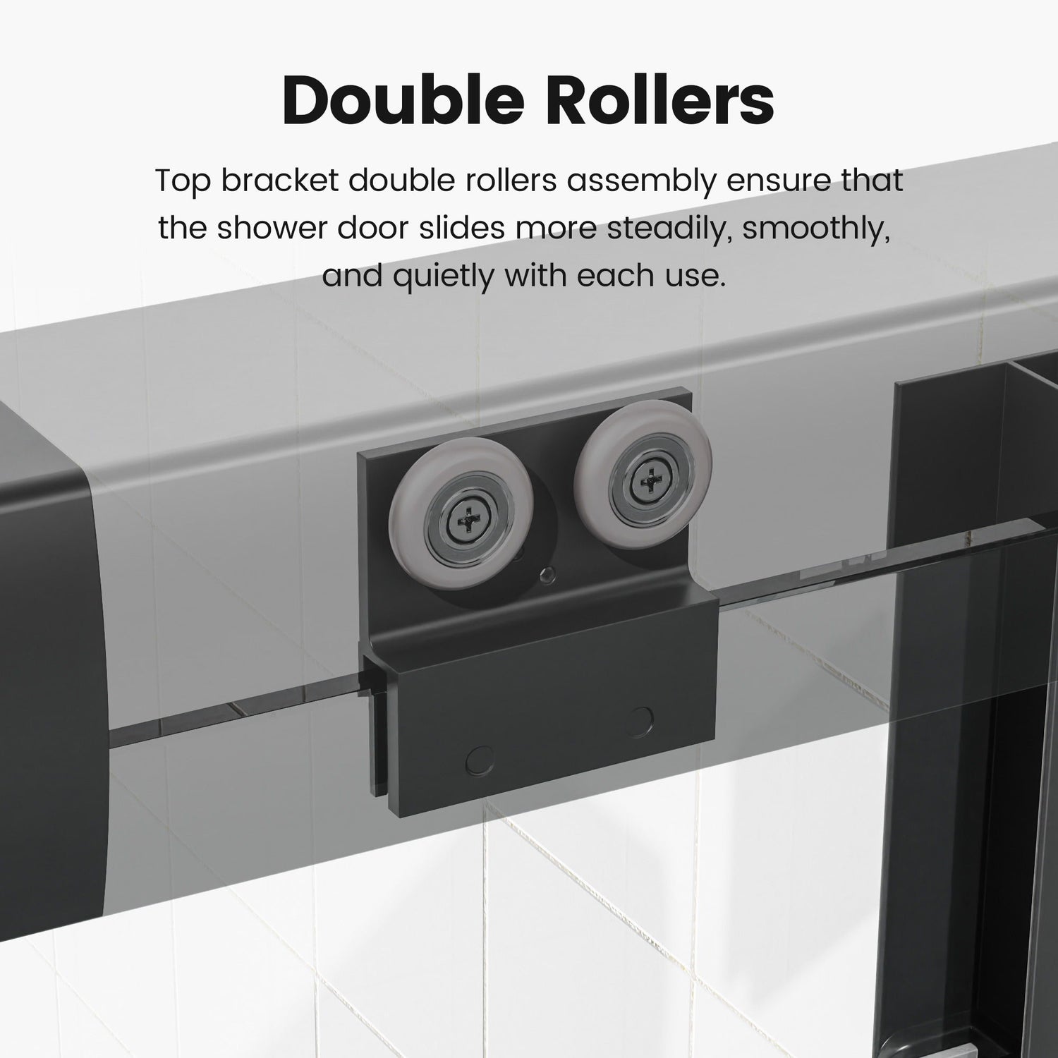 Semi-Frameless Double Sliding Shower Door, Bypass Shower Door, 1 / 4&quot; (6Mm) Thick SGCC Tempered Glass Door