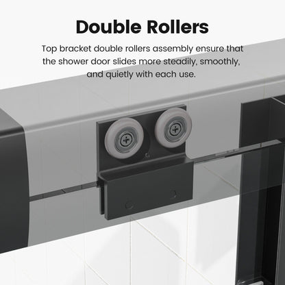 Semi-Frameless Double Sliding Shower Door, Bypass Shower Door, 1 / 4&quot; (6Mm) Thick SGCC Tempered Glass Door