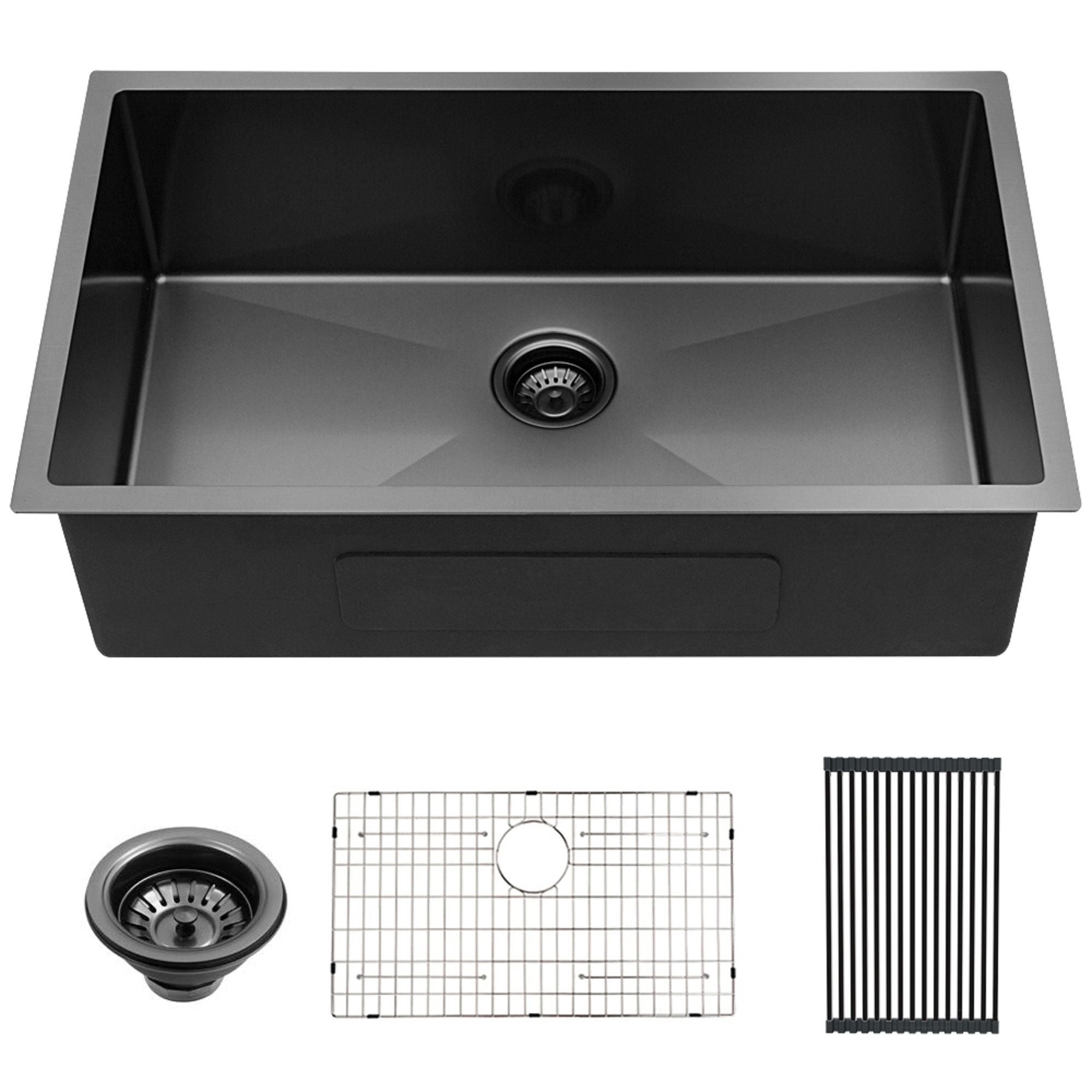28&quot; Undermount Kitchen Sink 16 Gauge 10&quot; Deep Single Bowl - Gunmetal Black