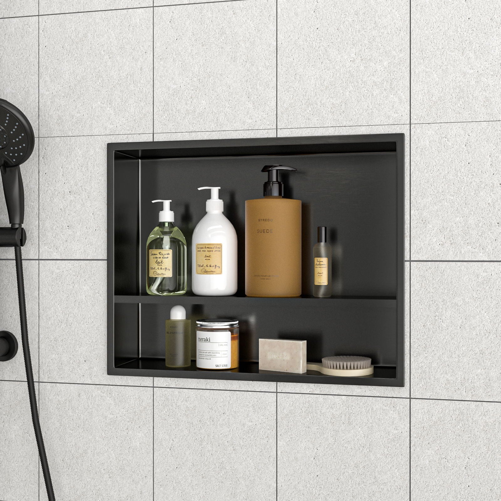 Modern Stainless Steel Shower Niche Double Shelf For Bathroom