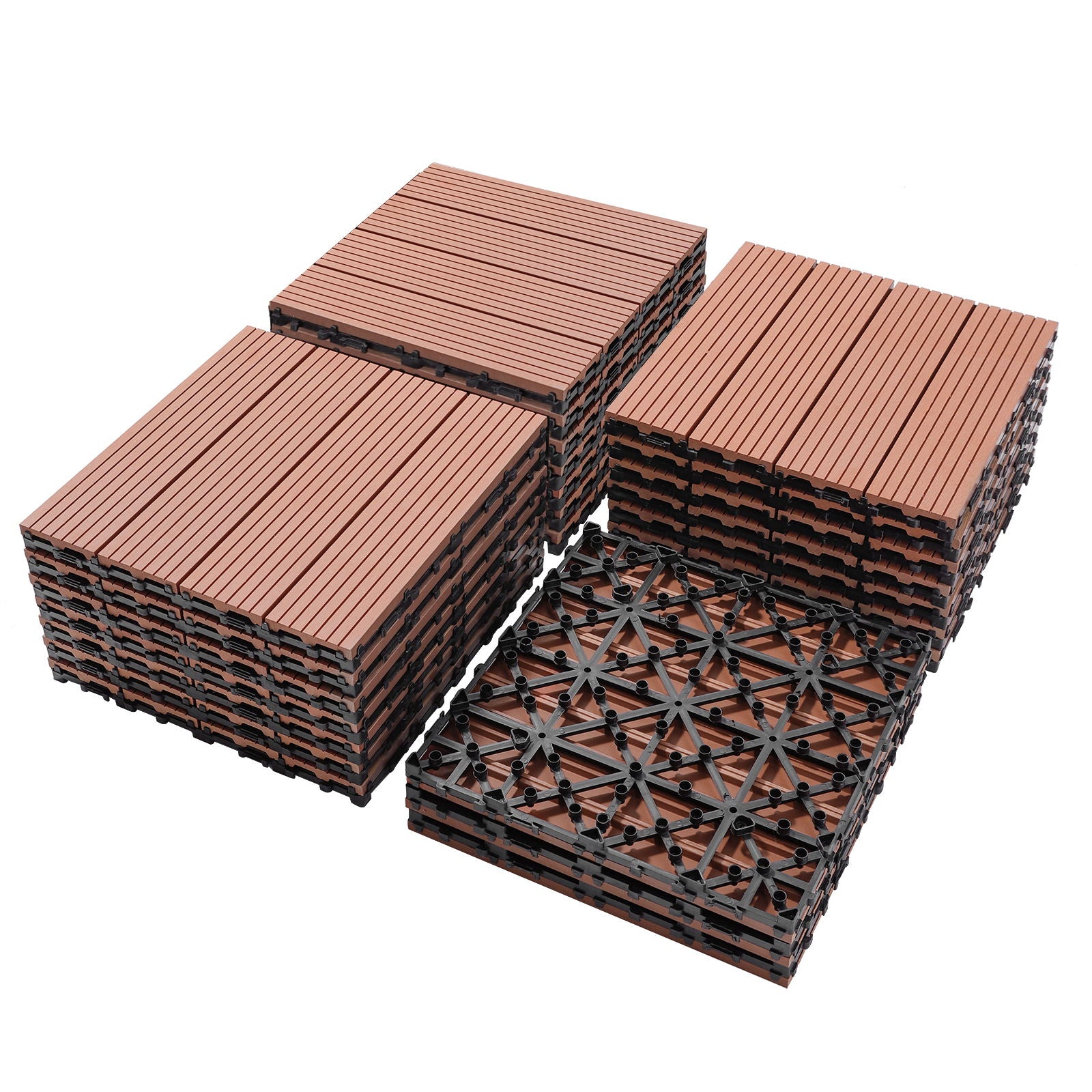 Wood Plastic Composite Deck Tiles, Sustainable Composite Decking Resist Rust, Water, Weather, Easy To Diy &amp; Maintain