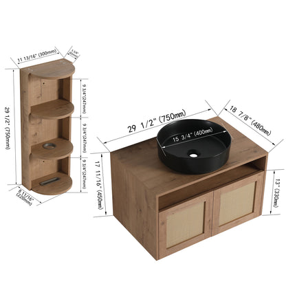 Bathroom Vanity &amp; Art Sink And Storage Rack, Float Mounting Design